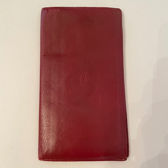 Cartier Must de Cartier Long Wallet Passport Holder Burgundy Leather - Picture 1 of 9